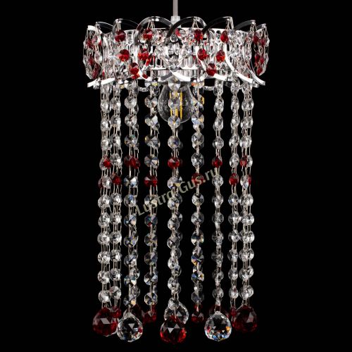 Барная люстра Астра №1 шар 30 длинная Красная в Кирове Гусь Хрустальный