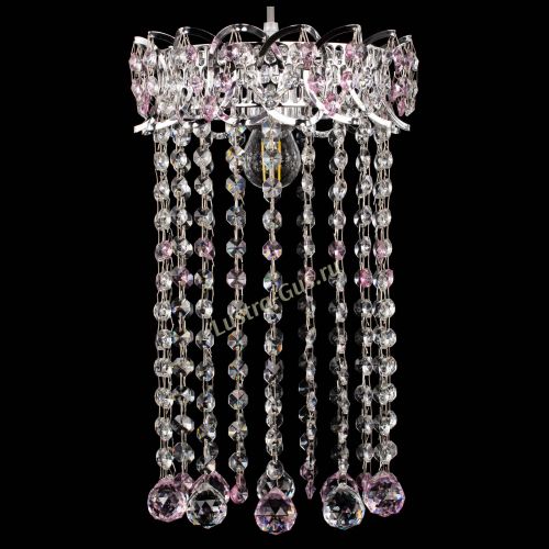 Барная люстра Астра №1 шар 30 длинная Розовая в Кирове Гусь Хрустальный