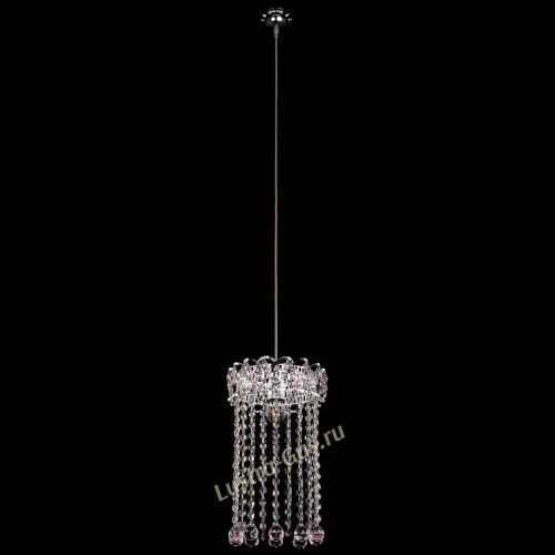 Барная люстра Астра №1 шар 30 длинная Розовая в Кирове Гусь Хрустальный