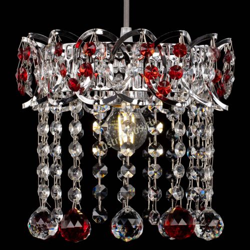 Барная люстра Астра №1 шар красная в Кирове Гусь Хрустальный