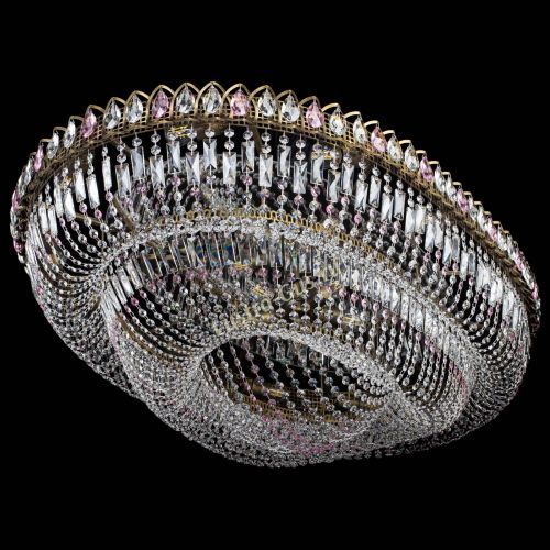 Люстра Кольцо Овал №17 под бронзу розовая в Кирове Гусь Хрустальный