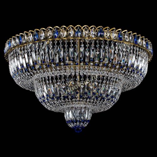 Люстра Водопад Обтикон №15 под бронзу синяя в Кирове Гусь Хрустальный