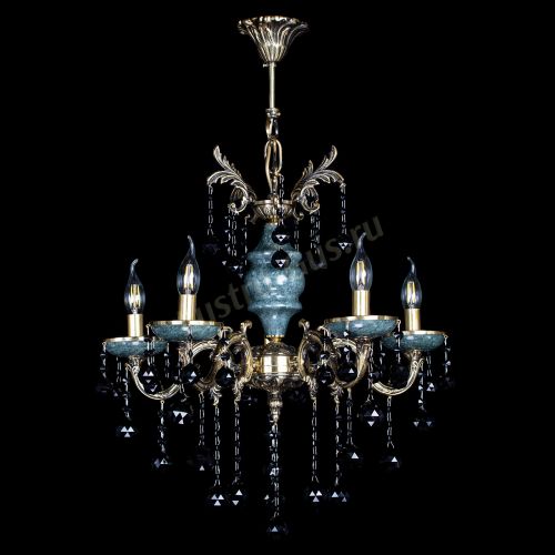 Люстра бронзовая Алфея №5 "Малахит" шар черная в Кирове Гусь Хрустальный