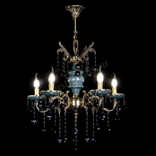 Люстра бронзовая Алфея №5 "Малахит" шар черная в Кирове Гусь Хрустальный