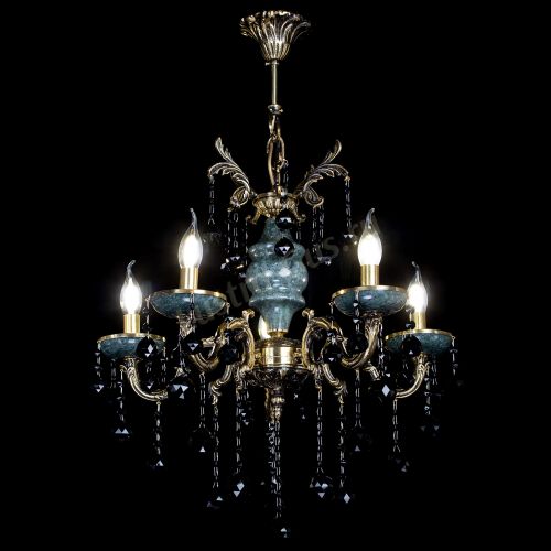 Люстра бронзовая Алфея №5 "Малахит" шар черная в Кирове Гусь Хрустальный