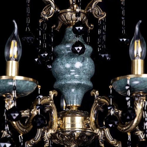 Люстра бронзовая Алфея №5 "Малахит" шар черная в Кирове Гусь Хрустальный