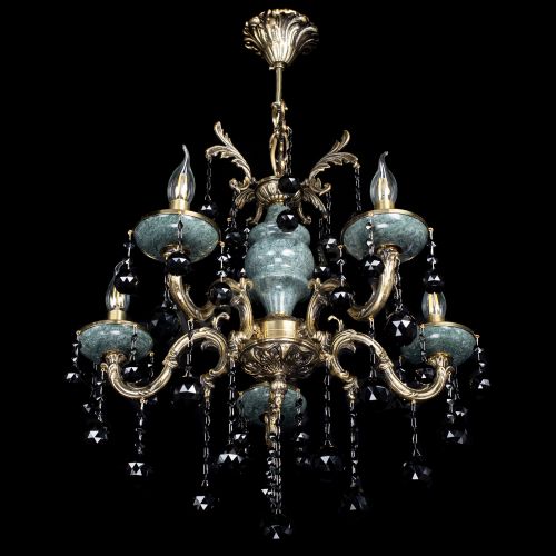 Люстра бронзовая Алфея №5 "Малахит" шар черная в Кирове Гусь Хрустальный