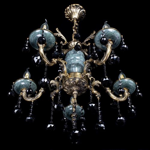 Люстра бронзовая Алфея №5 "Малахит" шар черная в Кирове Гусь Хрустальный