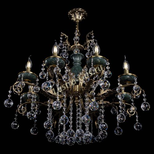 Люстра бронзовая Алфея Малахит №8 шар в Кирове Гусь Хрустальный