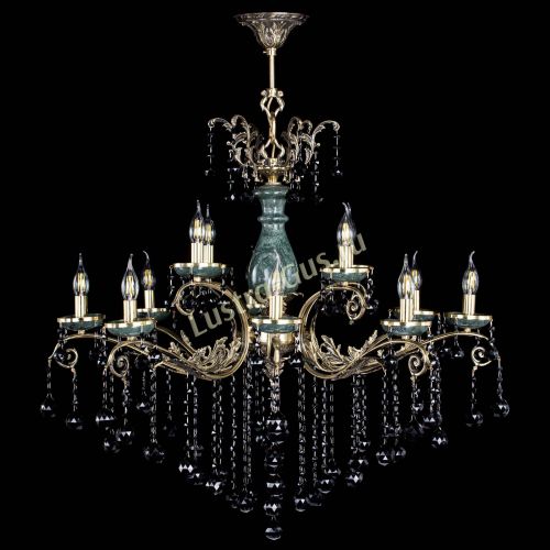 Люстра бронзовая Алфея Малахит №12 шар черная в Кирове Гусь Хрустальный