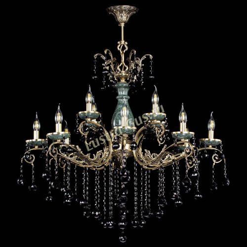 Люстра бронзовая Алфея Малахит №12 шар черная в Кирове Гусь Хрустальный