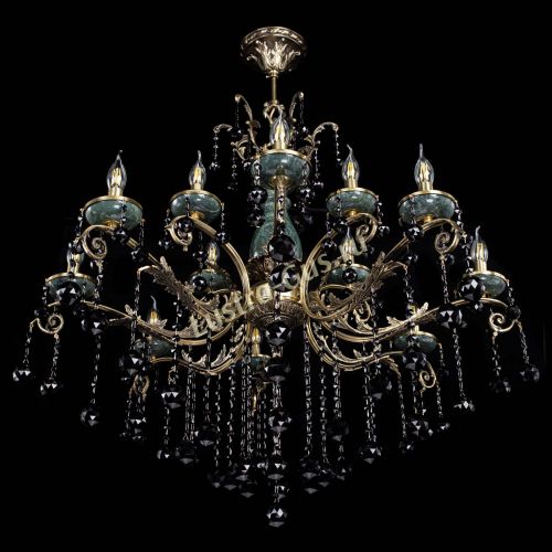 Люстра бронзовая Алфея Малахит №12 шар черная в Кирове Гусь Хрустальный