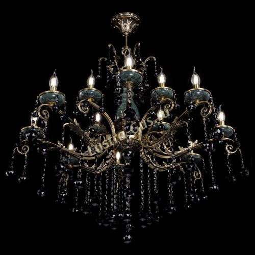 Люстра бронзовая Алфея Малахит №12 шар черная в Кирове Гусь Хрустальный