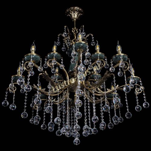 Люстра бронзовая Алфея Малахит №12 шар в Кирове Гусь Хрустальный