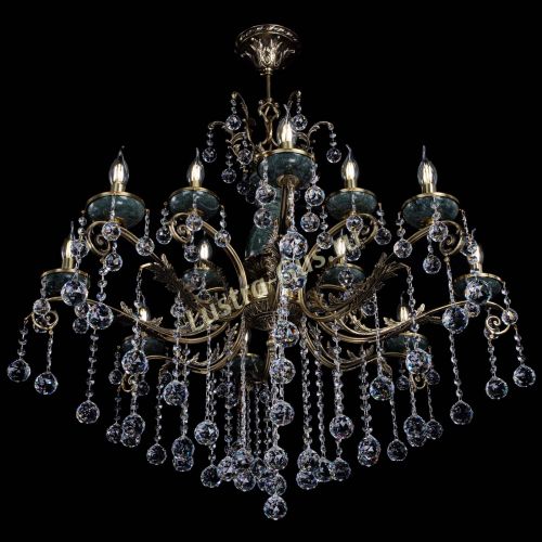 Люстра бронзовая Алфея Малахит №12 шар в Кирове Гусь Хрустальный