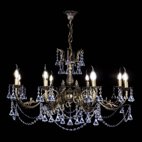 Бронзовая люстра Кассандра №8 удлиненная с конусами в Кирове Гусь Хрустальный