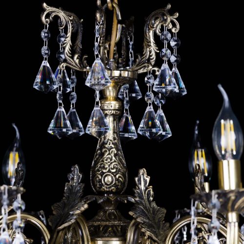 Бронзовая люстра Кассандра №8 удлиненная с конусами в Кирове Гусь Хрустальный