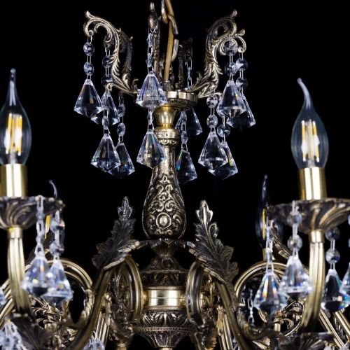 Бронзовая люстра Кассандра №8 удлиненная с конусами в Кирове Гусь Хрустальный