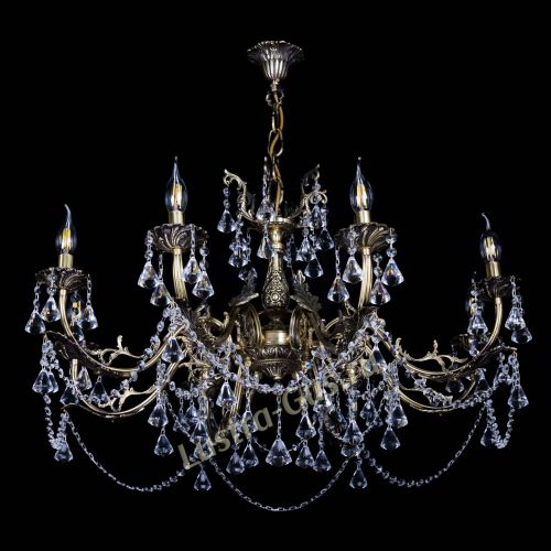 Бронзовая люстра Кассандра №8 удлиненная с конусами в Кирове Гусь Хрустальный