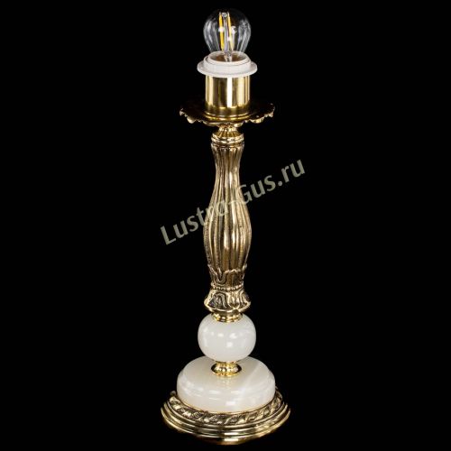 Бронзовая настольная лампа Оникс №1 с абажуром в Кирове Гусь Хрустальный