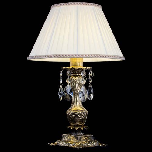 Бронзовая настольная лампа Антик №1 Лучик с абажуром в Кирове Гусь Хрустальный