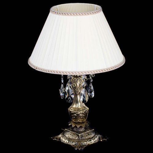 Бронзовая настольная лампа Антик №1 Лучик с абажуром в Кирове Гусь Хрустальный