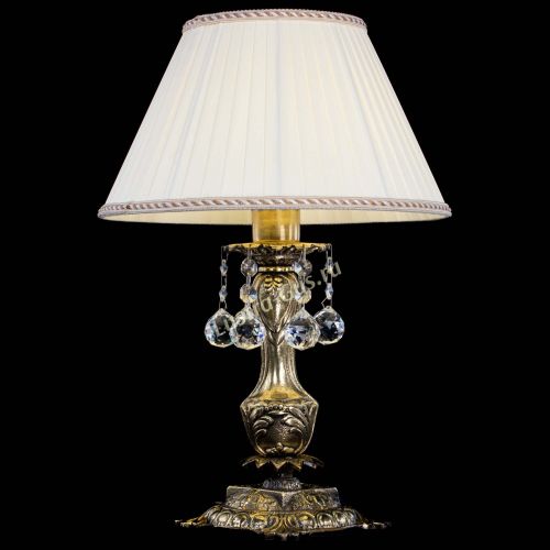 Бронзовая настольная лампа Антик №1 Шар  с абажуром в Кирове Гусь Хрустальный