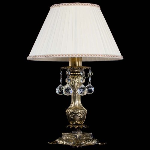 Бронзовая настольная лампа Антик №1 Шар  с абажуром в Кирове Гусь Хрустальный