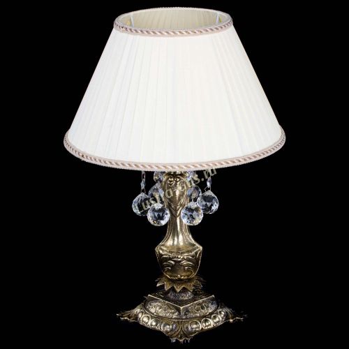 Бронзовая настольная лампа Антик №1 Шар  с абажуром в Кирове Гусь Хрустальный