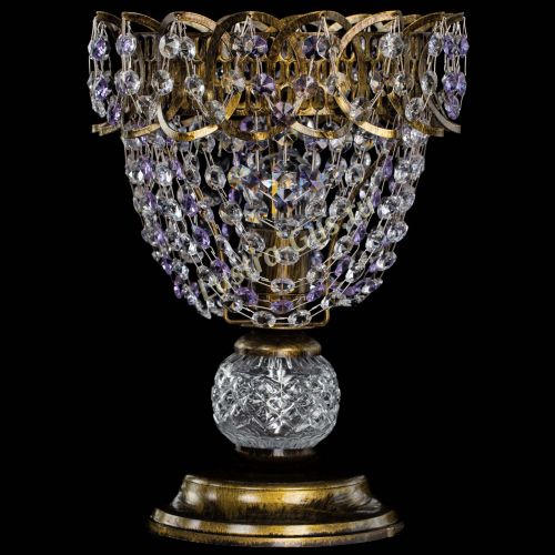 Настольная лампа Астра ажур №1 под бронзу Фиолетовая в Кирове Гусь Хрустальный