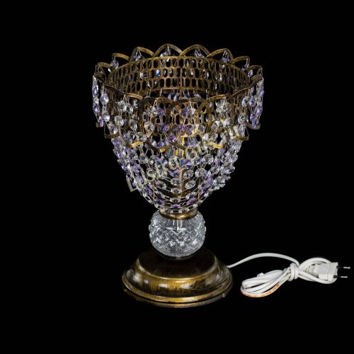 Настольная лампа Астра ажур №1 под бронзу Фиолетовая в Кирове Гусь Хрустальный