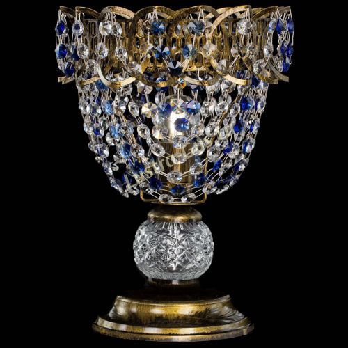 Настольная лампа Астра ажур №1 под бронзу Синяя в Кирове Гусь Хрустальный