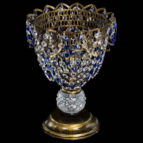 Настольная лампа Астра ажур №1 под бронзу Синяя в Кирове Гусь Хрустальный