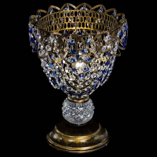 Настольная лампа Астра ажур №1 под бронзу Синяя в Кирове Гусь Хрустальный