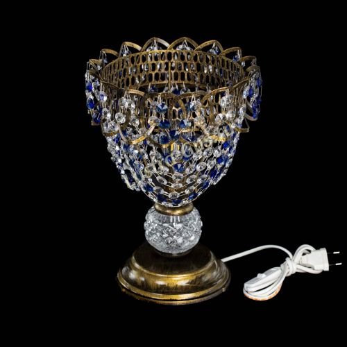 Настольная лампа Астра ажур №1 под бронзу Синяя в Кирове Гусь Хрустальный