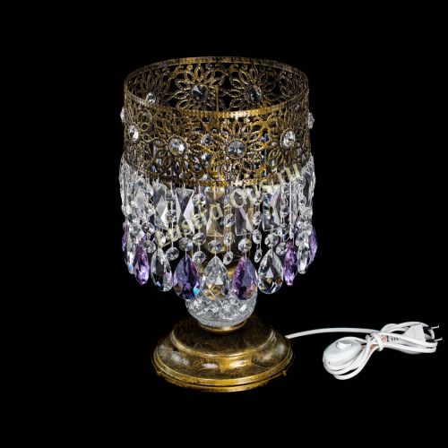 Настольная лампа Восток с пластинками под бронзу Фиолетовая в Кирове Гусь Хрустальный