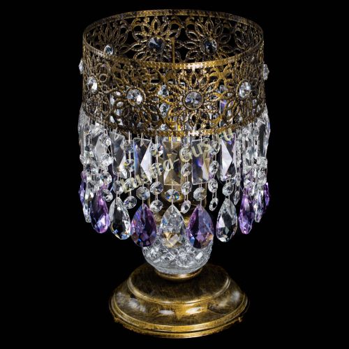 Настольная лампа Восток с пластинками под бронзу Фиолетовая в Кирове Гусь Хрустальный