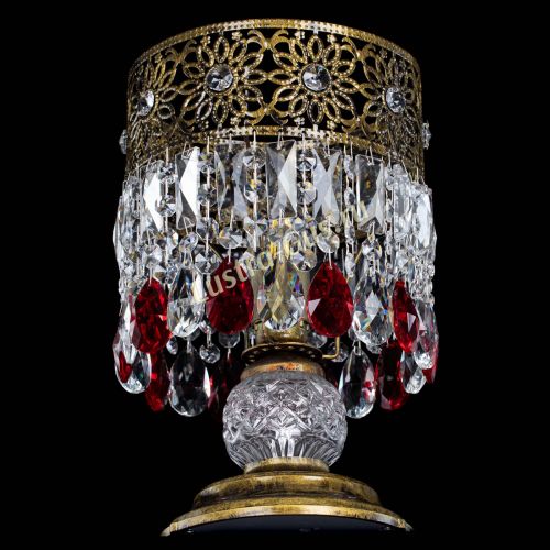 Настольная лампа Восток с пластинками под бронзу Красная в Кирове Гусь Хрустальный