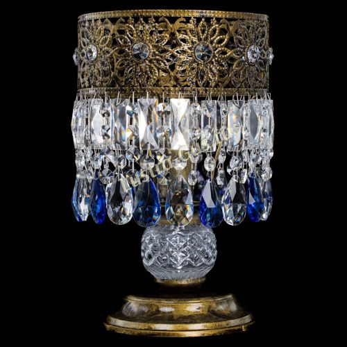 Настольная лампа Восток с пластинками под бронзу Синяя в Кирове Гусь Хрустальный