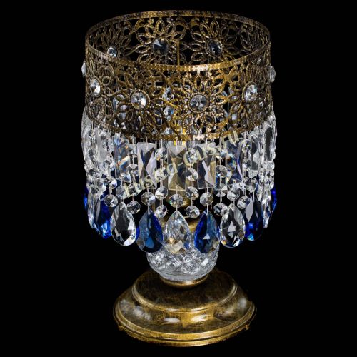 Настольная лампа Восток с пластинками под бронзу Синяя в Кирове Гусь Хрустальный