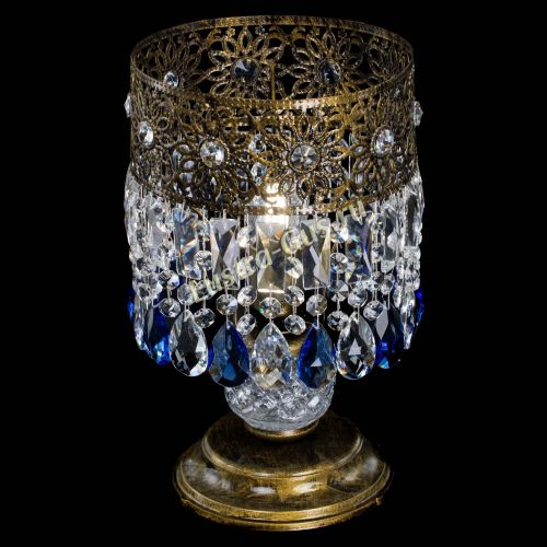 Настольная лампа Восток с пластинками под бронзу Синяя в Кирове Гусь Хрустальный