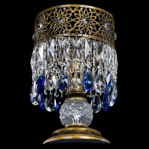 Настольная лампа Восток с пластинками под бронзу Синяя в Кирове Гусь Хрустальный