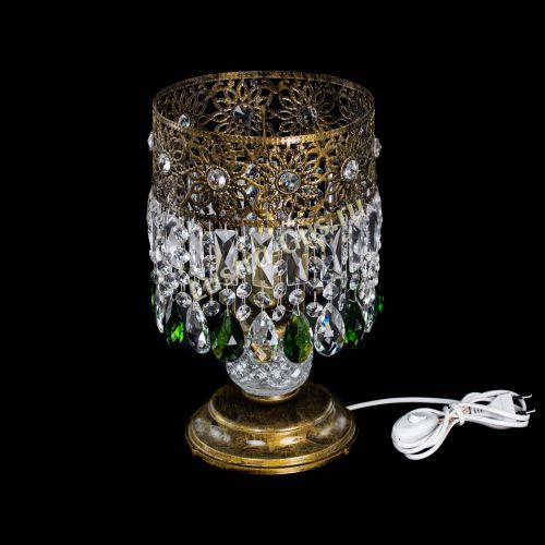 Настольная лампа Восток с пластинками под бронзу Зеленая в Кирове Гусь Хрустальный