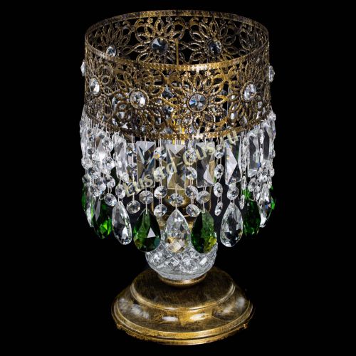 Настольная лампа Восток с пластинками под бронзу Зеленая в Кирове Гусь Хрустальный