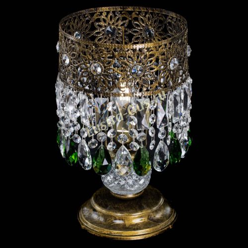 Настольная лампа Восток с пластинками под бронзу Зеленая в Кирове Гусь Хрустальный