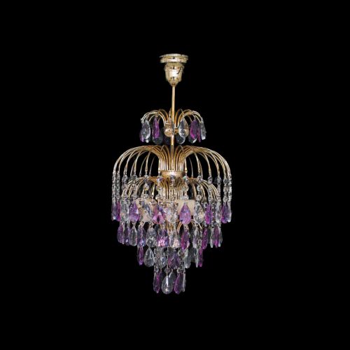 Люстра Хрустальные брызги с подвесом журавлик фиолетовый в Кирове Гусь Хрустальный