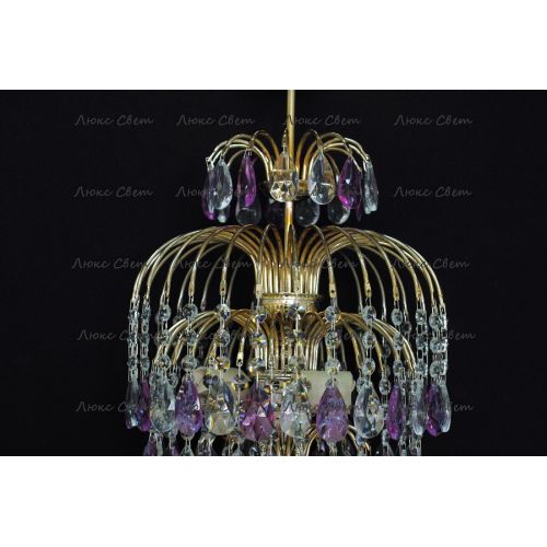 Люстра Хрустальные брызги с подвесом журавлик фиолетовый в Кирове Гусь Хрустальный