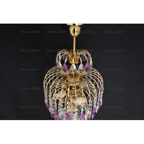 Люстра Хрустальные брызги с подвесом журавлик фиолетовый в Кирове Гусь Хрустальный