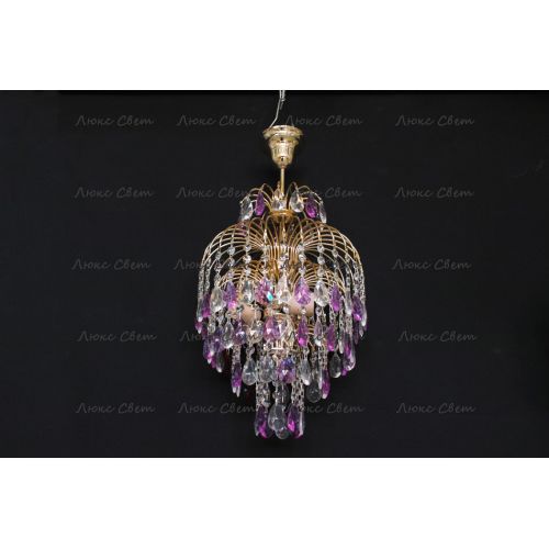 Люстра Хрустальные брызги с подвесом журавлик фиолетовый в Кирове Гусь Хрустальный