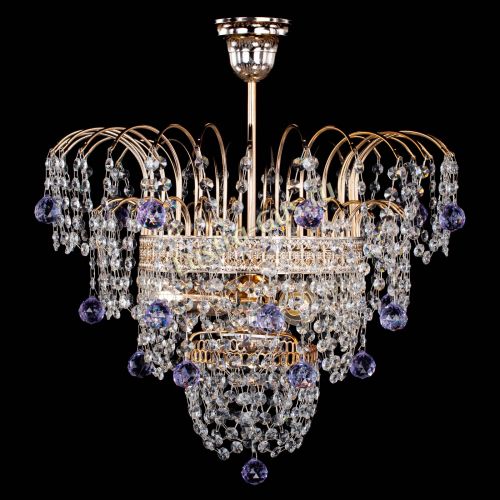 Люстра Агата Венеция №2 - 3 лампы фиолетовая в Кирове Гусь Хрустальный